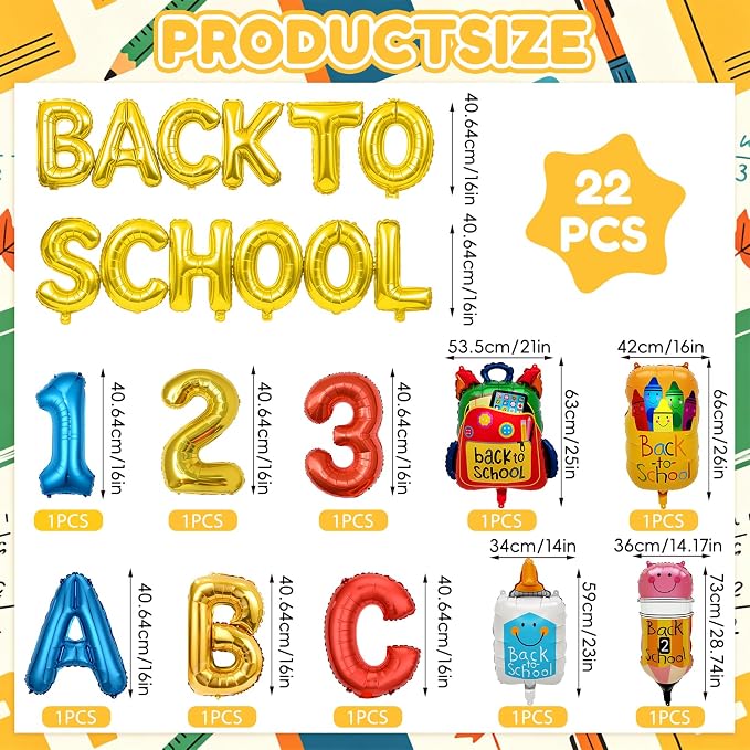 Back to School Balloons, Back to School Decorations Letter Balloons Banner | - Image 2