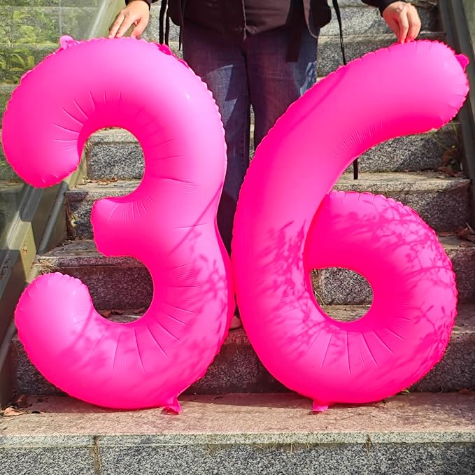 40 in Fluorescent Pink Birthday Balloon Number 8 Pink Fluorescent Number 8 | - Image 5