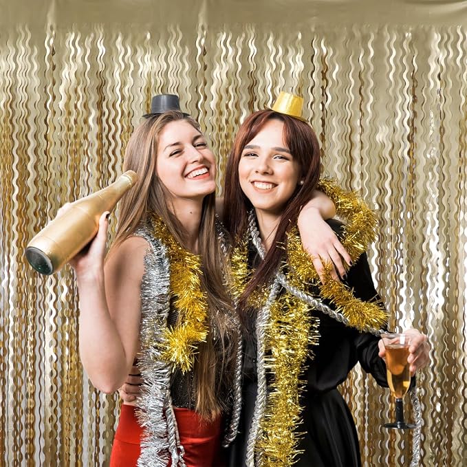 GOER Metallic Tinsel Foil Fringe Curtains Party Photo Backdrop Party Streamers - Image 8