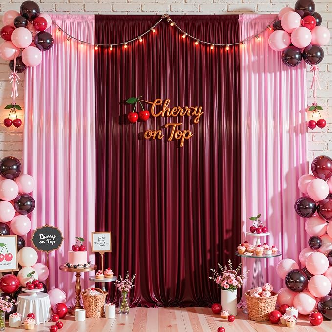 10x10 ft Burgundy Glitter Backdrop Curtain - Image 6