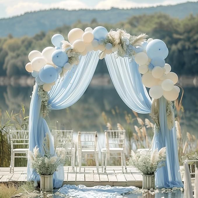 Wedding Arch Draping Fabric Backdrop Drapes 28.7" x 20FT, Baby Blue | Sheer - Image 6