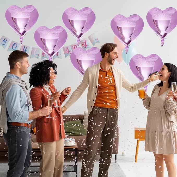 Purple Foil Heart Balloons, 18 Inch Light Purple Helium Heart Balloons - Image 7