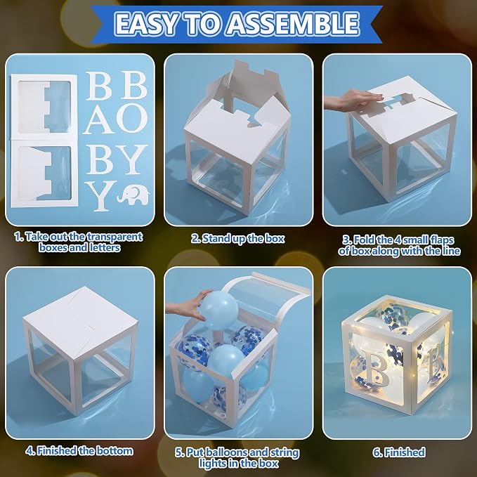Baby Shower Balloon Box Decorations, 4 Pack Led Fairy String Lights and 40 Pcs - Image 5