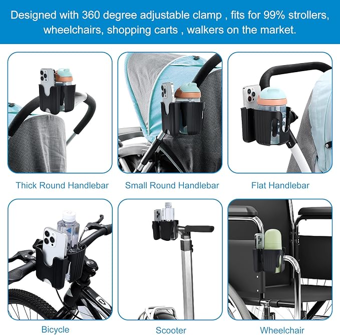 Accmor Stroller Cup Holder, Walker Wheelchair Bike Drinks Holder | Universal - Image 7