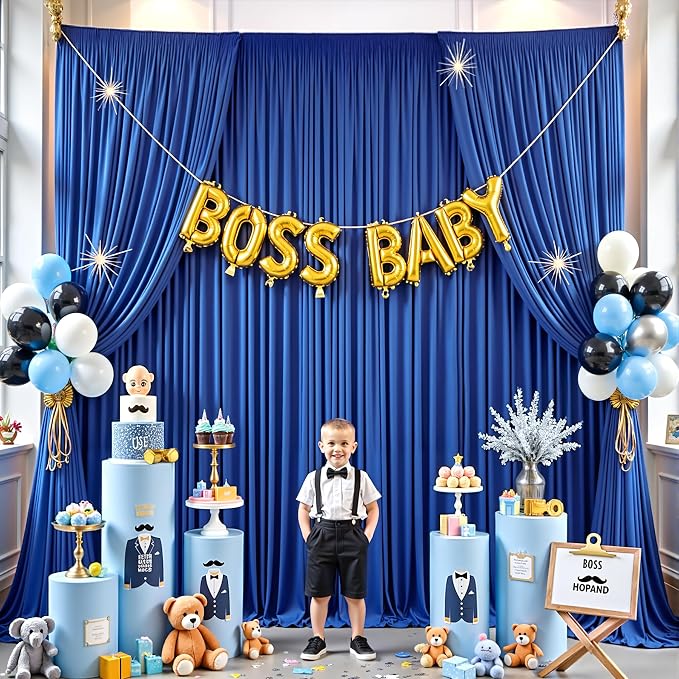 10ft×14ft Royal Blue Wrinkle Free Backdrop Curtain - Image 3