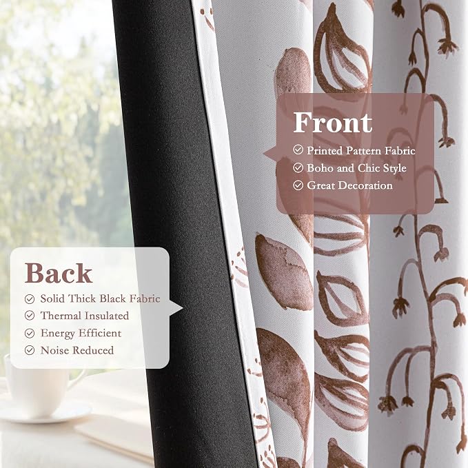 95% Blackout Curtains for Bedroom, Thermal Insulated Privacy Protection Back - Image 5