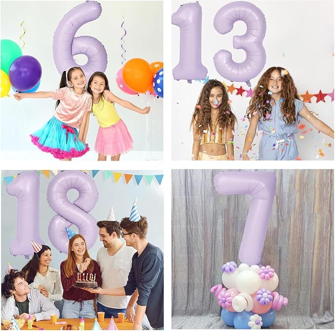 40 Inch Purple Number Balloons Light Purple 8 Balloon Matte purple Birthday - Image 3