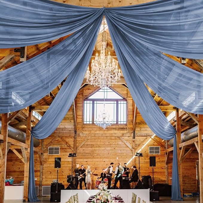 6 Panel Dusty Blue Wedding Drapes by Showgeous