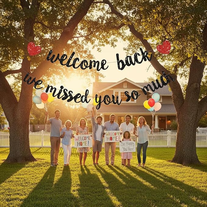 Welcome Back We Missed You So Much Banner, Glitter Welcome Back Sign - Image 5