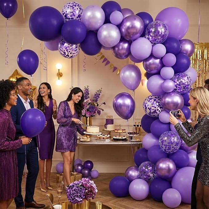 Purple Balloons Arch Kit, Dark Purple Latex Balloons - Image 6