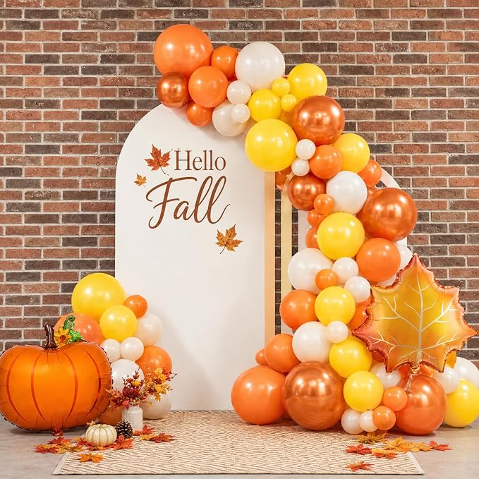 Fall Balloons 12Inch Burnt Orange Mustard Yellow Beige Thanksgiving Balloon | - Image 7