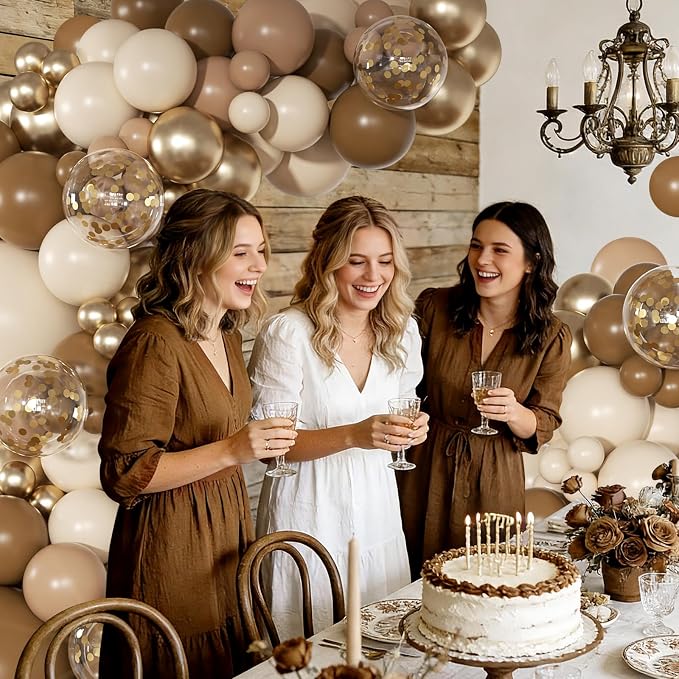 Brown Gold Sand White Balloons Garland Arch Kit 126Pcs | Neutral Brown Balloons - Image 4