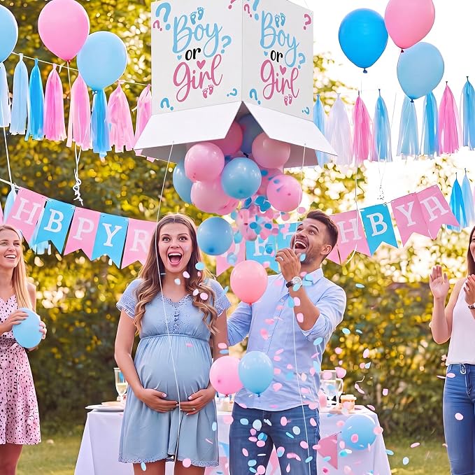 23 Pcs 20 Inch Jumbo Gender Reveal Balloon Drop Box Kit - Image 5