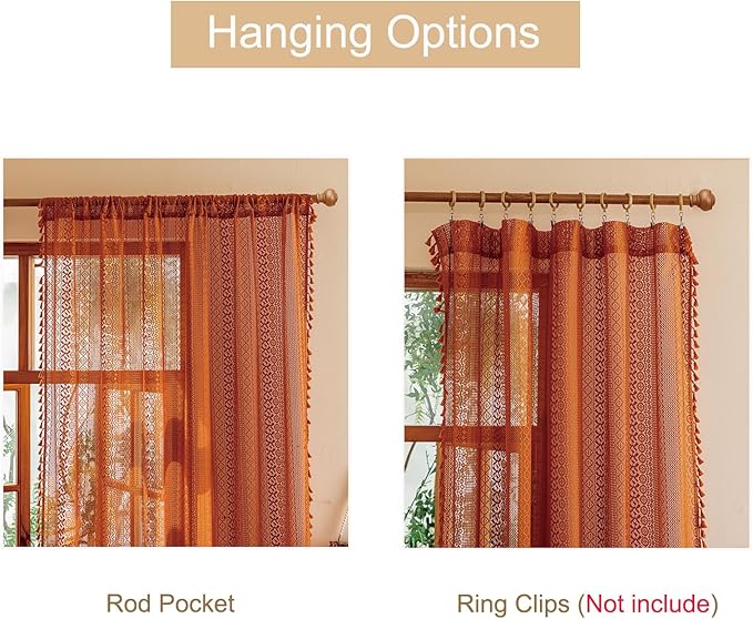 Sutuo Home Boho Lace Curtains 2 Panel Sets - Image 5