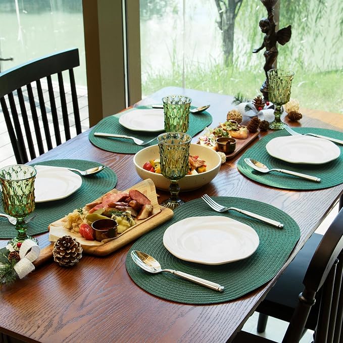 Placemats Set of 8, Woven Oval Braided Dining Table Mats | 12 x 17.5 Inch Size - Image 6