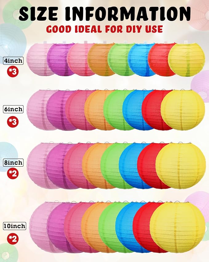 Treela 80 Pcs Paper Lanterns Chinese Japanese Paper Lanterns Classroom Party - Image 4