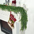 Christmas Cedar Garland for Staircase Real Touch Droopy Bendable Lifelike Faux Xmas Garlands for Decoration Christmas Green Pine Mantle Garland Thanksgiving Table Decorations Outdoor Indoor 5ft