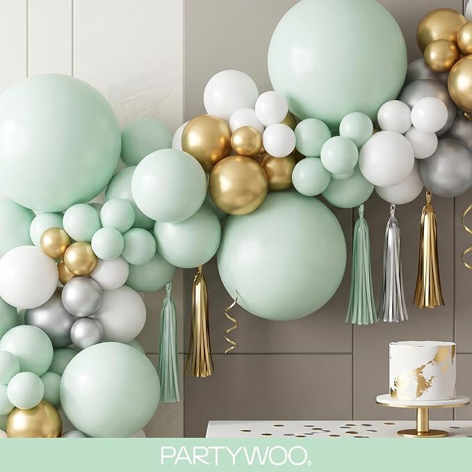 PartyWoo Light Green Balloons 140pcs Mint Pastel Peppermin Green Color | 18 12 - Image 8