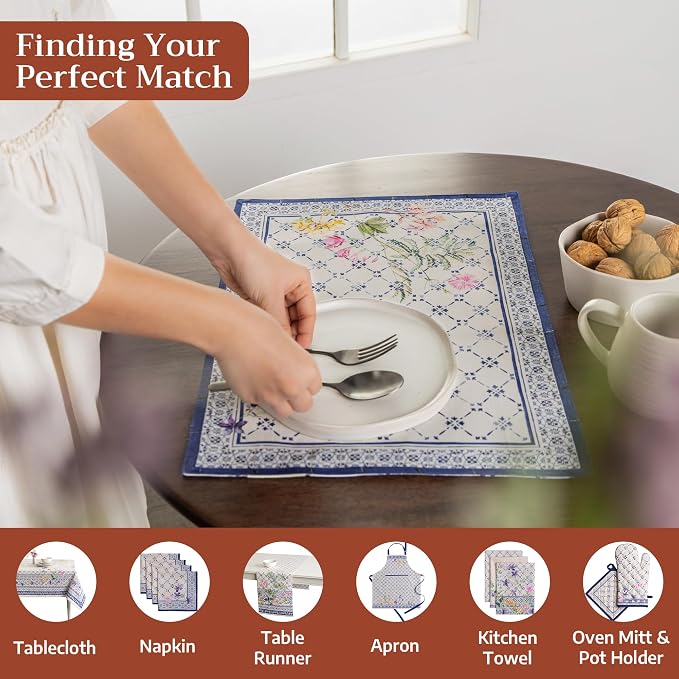 Maison d' Hermine Placemats Set of 4 Reusable 100% Cotton | Cloth Place Mats - Image 4