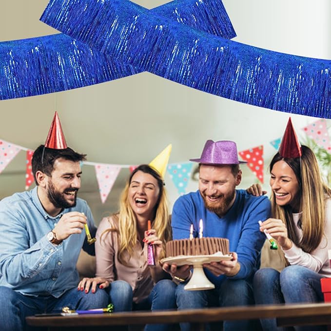 BEISHIDA Laser Blue Fringe Garland Banner 30ft Wall Tinsel Foil Streamers | - Image 4