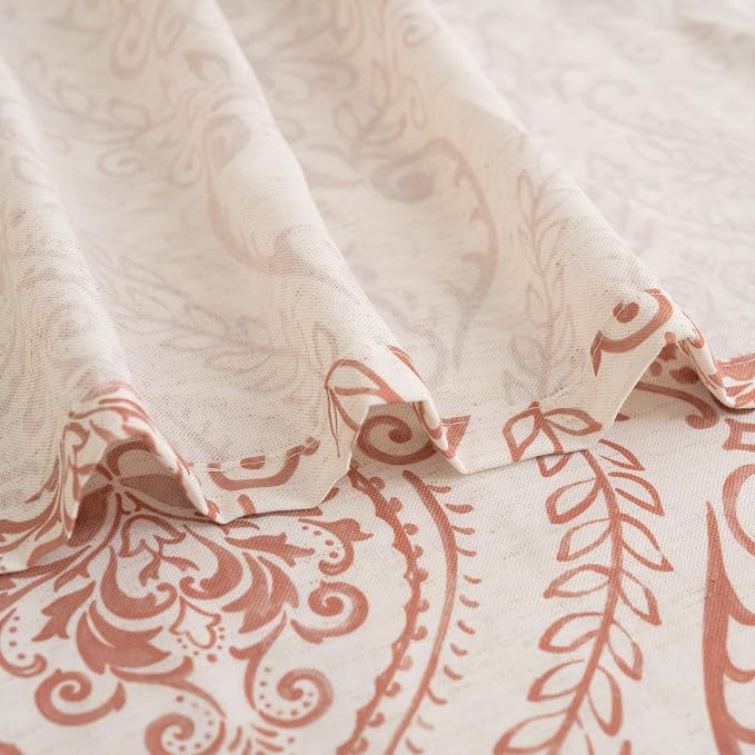 90 inches Long Linen Curtains for Living Room Light Filtering, Medallion Drapes - Image 9