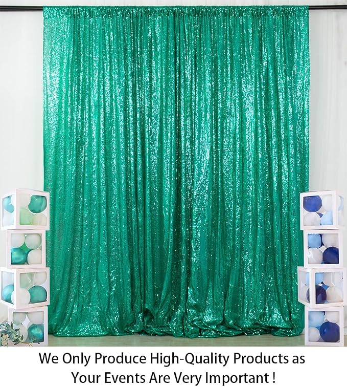 ShinyBeauty 10x10FT Green Sequin Backdrop | Grinch Christmas Photo Background - Image 2