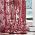 Kotile Burgundy Floral Lace Curtains by Kotile+Curtains
