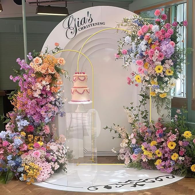 Wedding Arch Backdrop Stand Set of 2 Gold Wedding Balloon Arched Backdrop Stand - Image 2