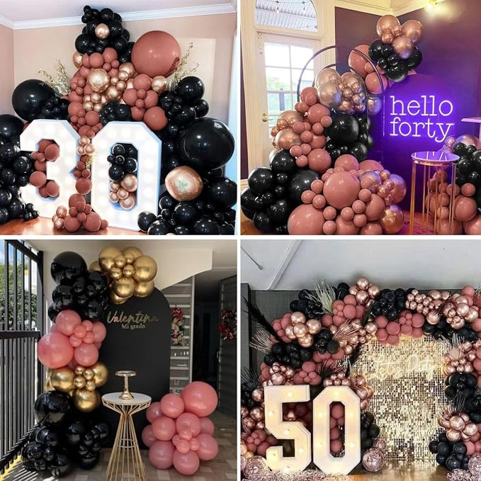 Dusty Pink and Black Balloon Arch, Blush Pink Balloon Garland - Image 4
