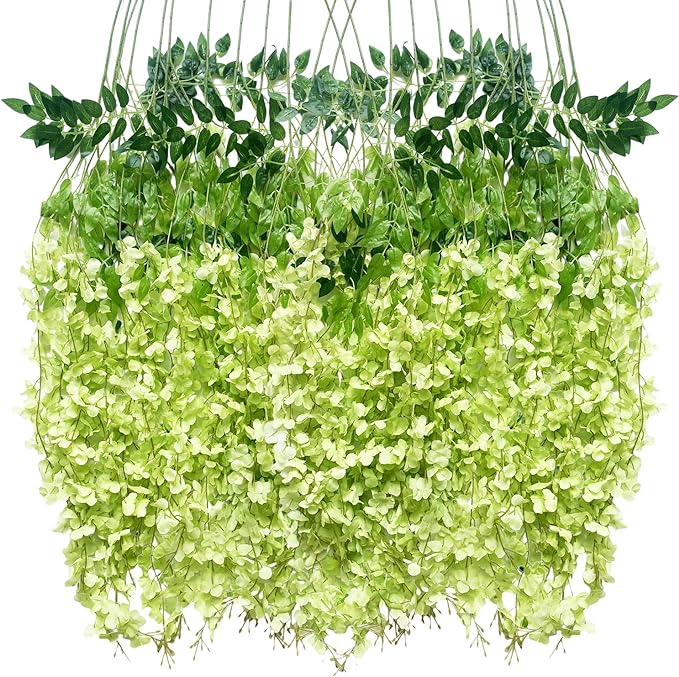 Artificial Wisteria Hanging Flowers Fake Wisteria Flower Garland Silk Vines by WONICE