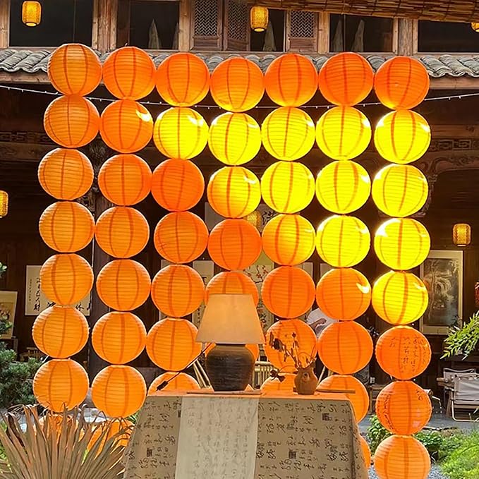 ZOOYOO Orange Peach Paper Lanterns Decorative, Thanksgiving Party Hanging Paper - Image 3