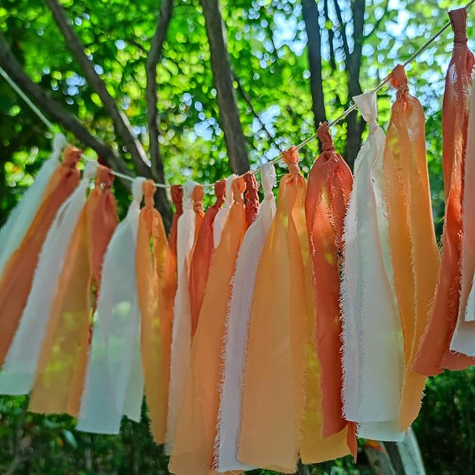 Chiffon Tsaasel Garland for Burnt Orche Coral Peach Orange Wedding Tea Party - Image 8