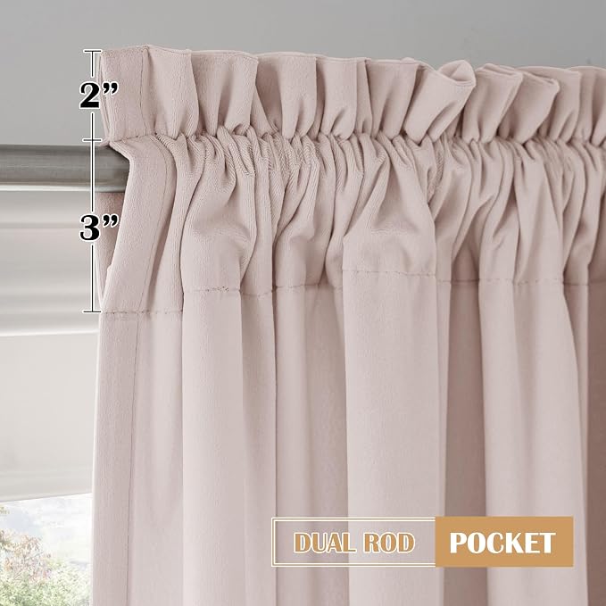 Beauoop Velvet Curtains for Bedroom Living Room Pink 52x108 2 Panels | Soft - Image 9