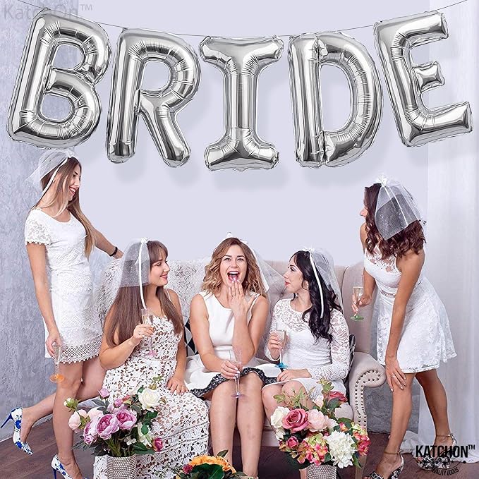 KatchOn Silver Bride Balloons 40 Inch, Bachelorette Party Decorations | Silver - Image 7