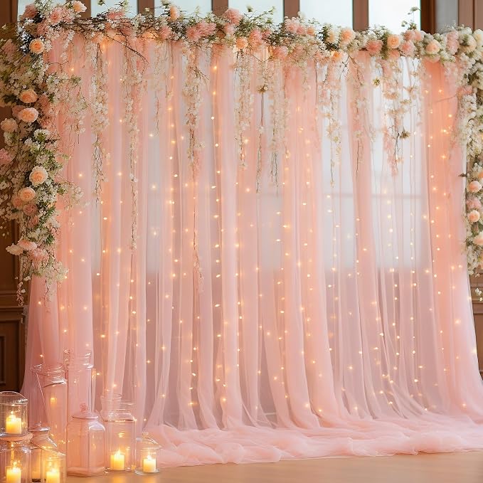 10x10ft Peach Tulle Backdrop Curtain by Partisky