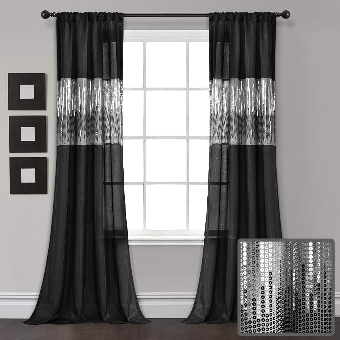 Lush Decor Night Sky Window Curtain Panel, Single 42"W x 95"L Black - Image 8
