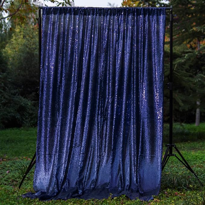 JYFLZQ Navy Blue Sequin Backdrop Curtains 6ft x 8ft 1 Panel Glitter Photo Booth - Image 6