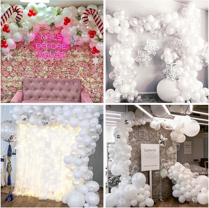 HILAVO White Balloons 12 Inch Wedding Pearl White Latex Balloons, Thicker Matte - Image 5
