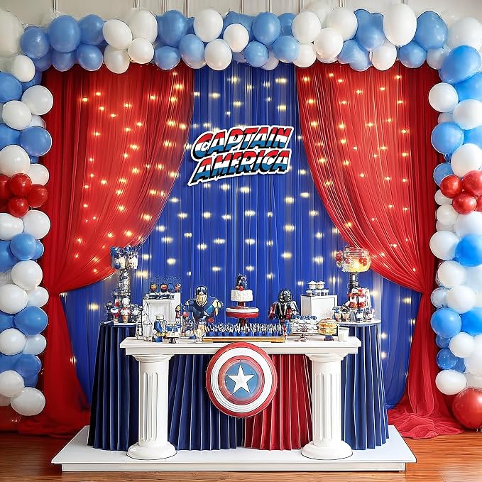 10x10ft Royal Blue Red Tulle Backdrop Curtain - Image 7