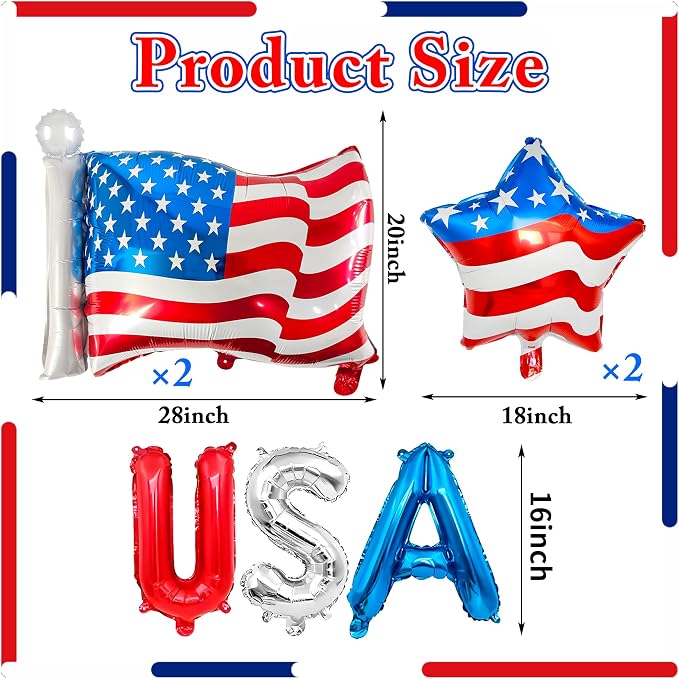 Patriotic USA&Star Flag Balloons 4th of July Independence Day Party Decor | USA - Image 2