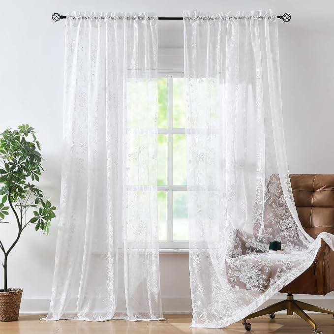 Treatmentex White Lace Curtains - Image 2