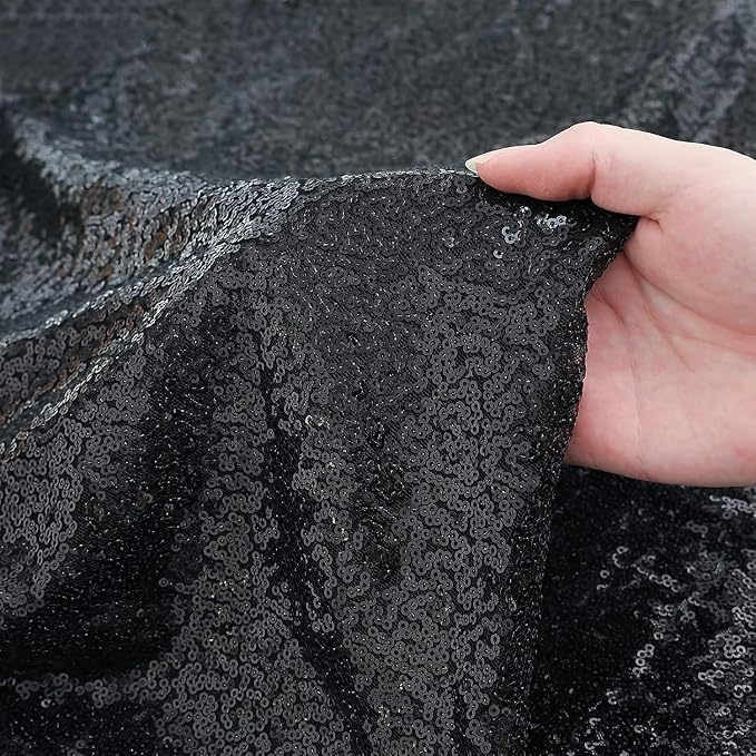 Sugargirl Black Sequin Backdrop Curtain 10FTx10FT Glitter Black Background - Image 4
