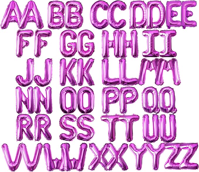 16 Inch 52Pcs Purple Letter Balloons, Reusable Shiny A-Z Foil Balloon Letters by Makeyourpartypop