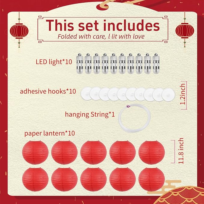 Red Chinese Paper Lanterns - Image 2