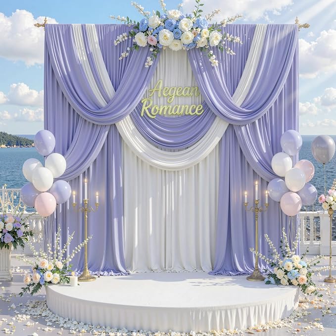 30 ft x 10 ft Wrinkle Free Lavender Backdrop Curtain - Image 3