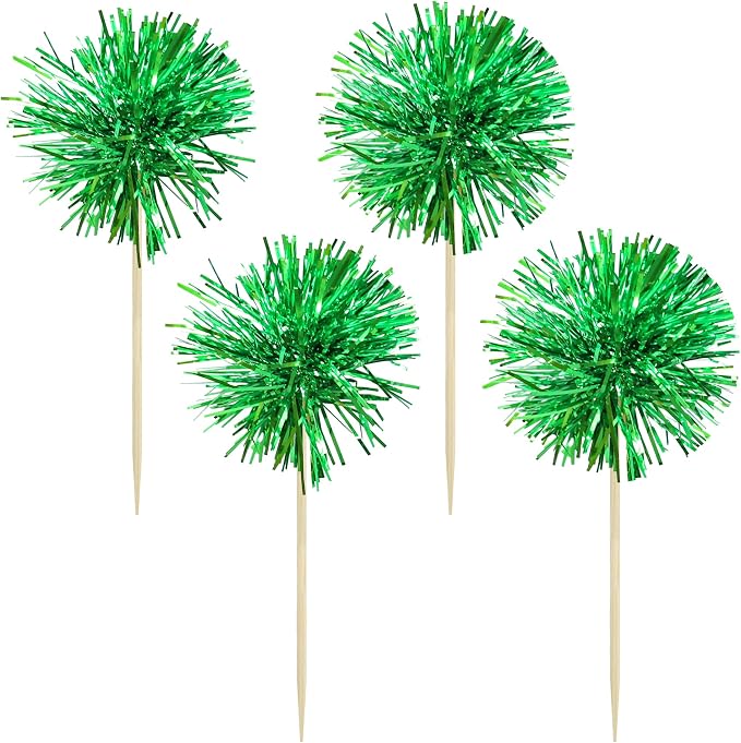 Gyufise 30Pcs Foil Firework Cupcake Toppers Sparkle Tinsel Cake Toppers Tinsel - Image 3