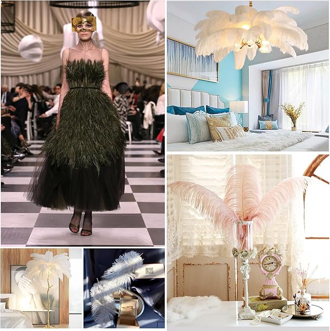 THARAHT Blackish Green Ostrich Feathers 24pcs Natural Bulk 8-10Inch 20cm-25cm for Crafts Wedding Party Centerpieces Mardi Gras Decoration Feather