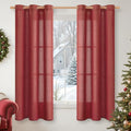 YoungsTex Burgundy Red Linen Curtains 63 Inch Length by YoungsTex