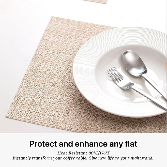 LEXMORE Placemats Set of 8 Vinyl/Plastic Woven Place Mats - Image 5
