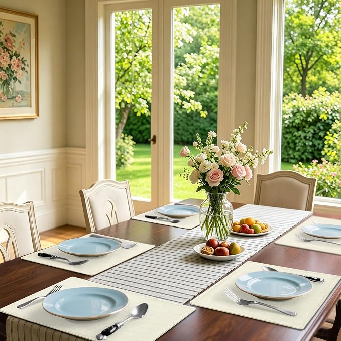 Homaxy Cloths Placemats for Dining Table Set of 6, Cream | Heat Resistant - Image 2